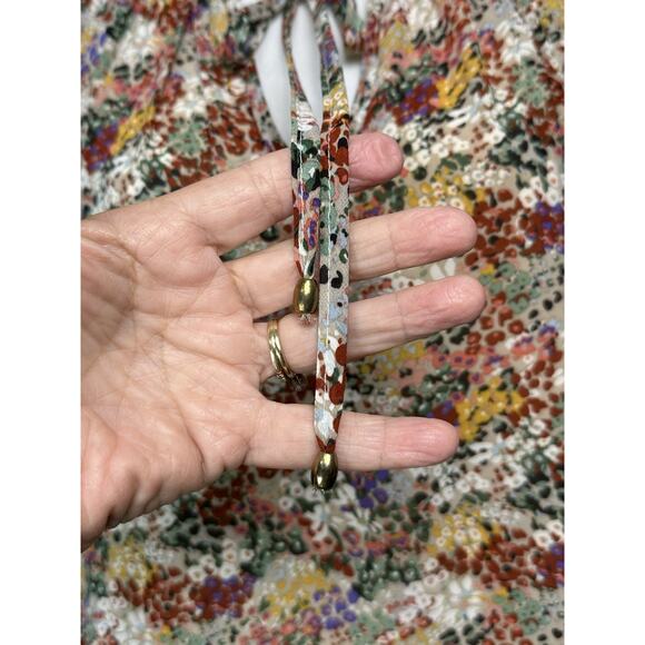 Entro Womens M Floral Top Long Sleeve Blouse Ruffle Cuffs Peasant Fall - Picture 3 of 16